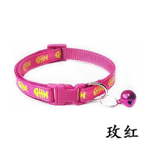 Adjustable Cat Collar Cute Fishbone Print Breakaway Nylon Pet Puppy Dog Kitten Cat Collar with Bells 19-32cm 1.0cm Drop Shipping