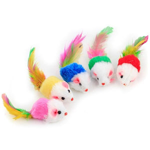 1pc Cat Feather Toy Cat Stick Feather Wand With Bell Cat Teaser Toy Cat Balls Mouse Cage Toys Plastic Artificial Colorful