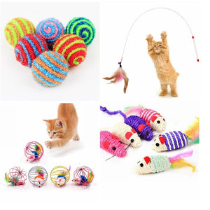 1pc Cat Feather Toy Cat Stick Feather Wand With Bell Cat Teaser Toy Cat Balls Mouse Cage Toys Plastic Artificial Colorful