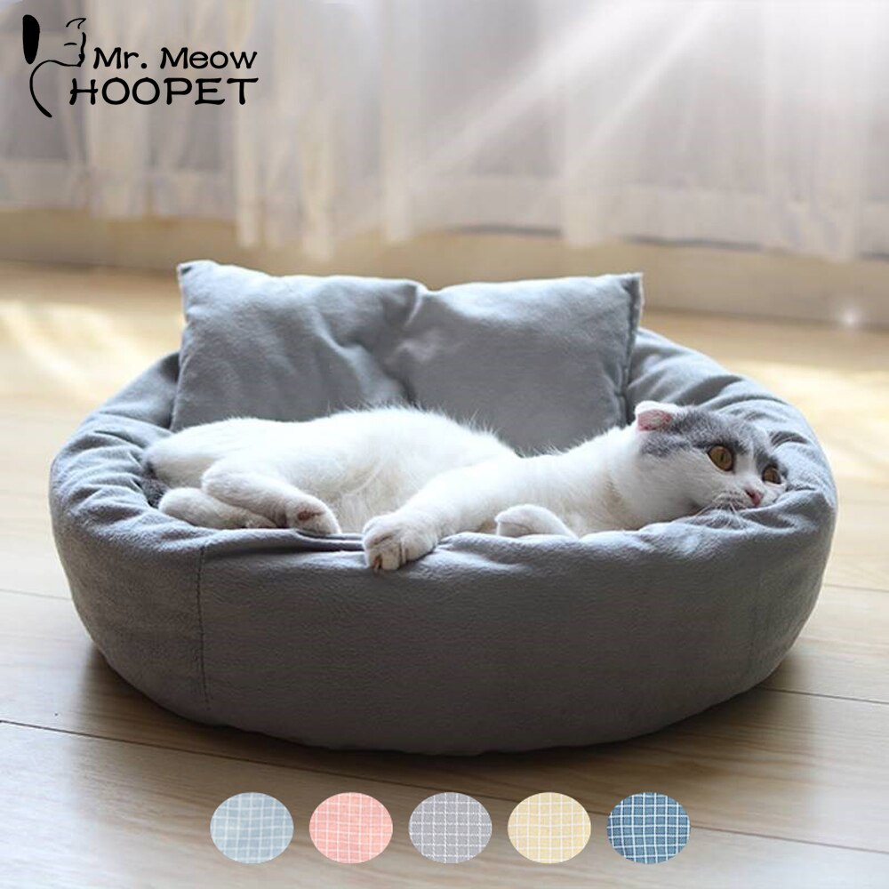 Hoopet Pet Cat Lounger Sofa Egg Tart Shaped House PP Cotton Cat Bed Soft Plush Cat Mats Big Basket Dog Mattress Pet Supplies