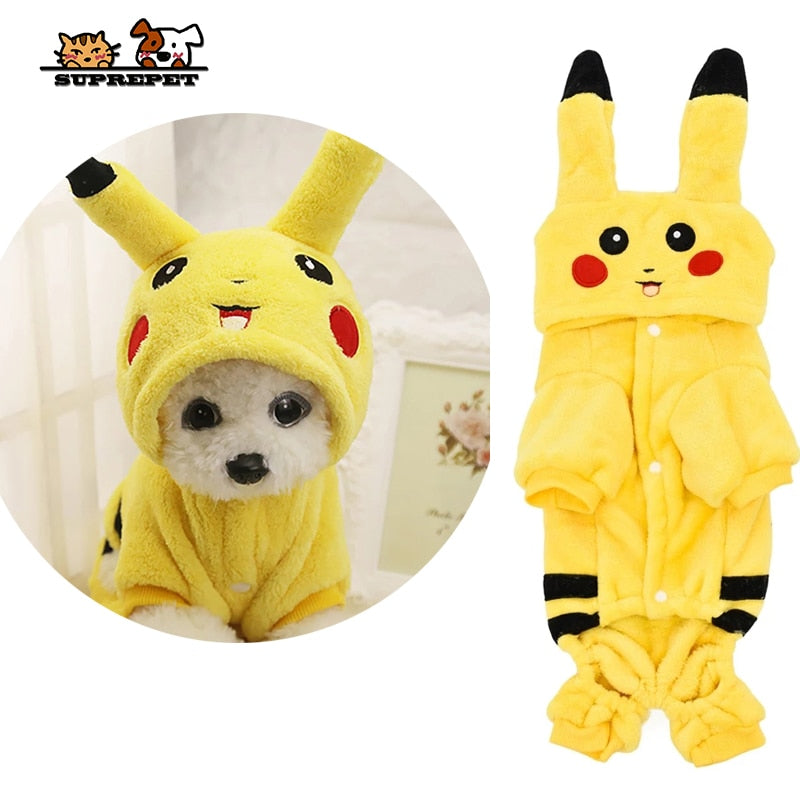 SUPREPET Cat Costume Cute Pet Clothes Pikachu Cosplay Clothing With Button Autumn Winter  Cat Coat Home Pajamas Hoodie Dog Coat