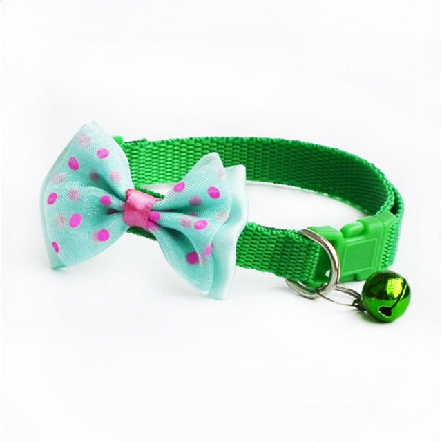 1pc Candy Color Adjustable Bow Tie Bell Bowknot Necktie Collar Cute kawaii Bow Tie Bell Kitten Puppy Pets Supplies Free Shipping