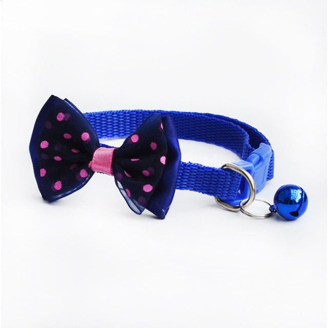 1pc Candy Color Adjustable Bow Tie Bell Bowknot Necktie Collar Cute kawaii Bow Tie Bell Kitten Puppy Pets Supplies Free Shipping