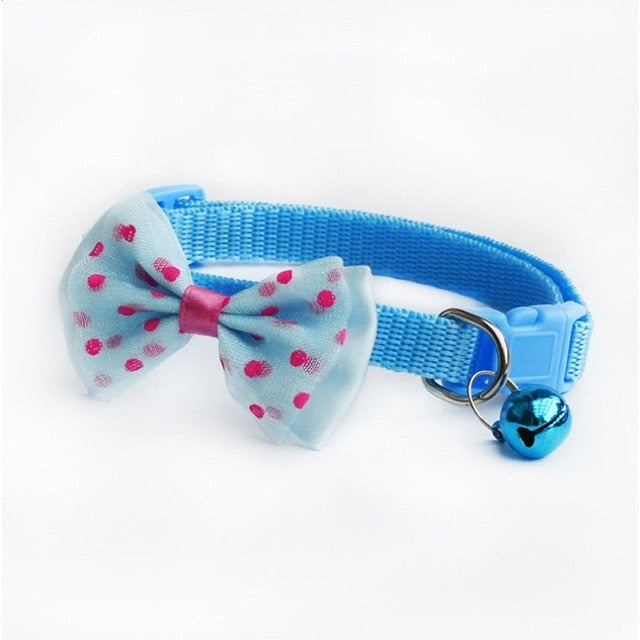 1pc Candy Color Adjustable Bow Tie Bell Bowknot Necktie Collar Cute kawaii Bow Tie Bell Kitten Puppy Pets Supplies Free Shipping