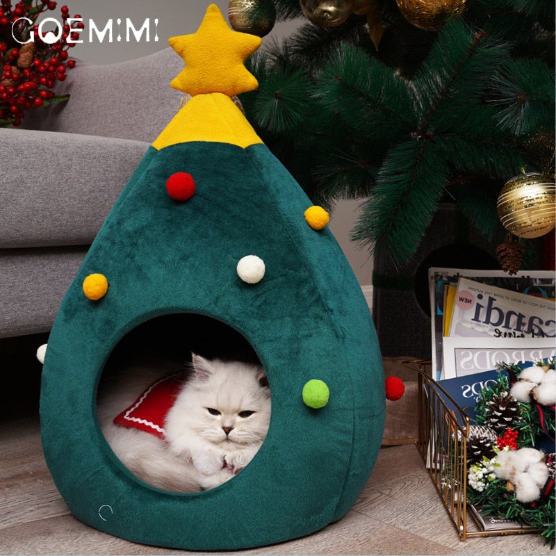 Pet Cat Dog House Kennel Puppy Cave Sleeping Bed Christmas tree shape Winter Warm Bed For Cats Dog cama para cachorro