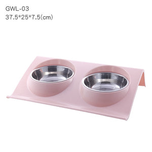 Pet Double Bowls Food Water Feeder Stainless Steel Cat Food Bowl for Dog Puppy Cats Pets Supplies Feeding Dishes S/M