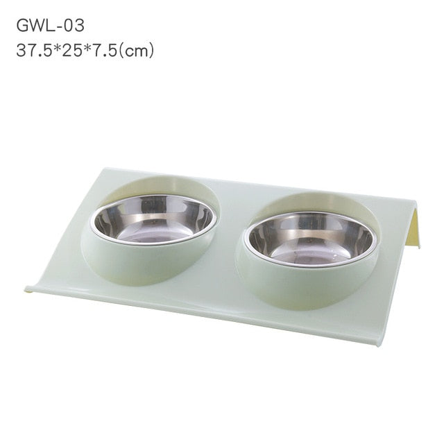 Pet Double Bowls Food Water Feeder Stainless Steel Cat Food Bowl for Dog Puppy Cats Pets Supplies Feeding Dishes S/M