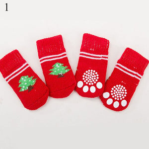 4pcs Winter Pet Dog Shoes Anti-Slip Knit Socks Small Dogs Cat Shoes Chihuahua Thick Warm Paw Protector Dog Socks Pet Products