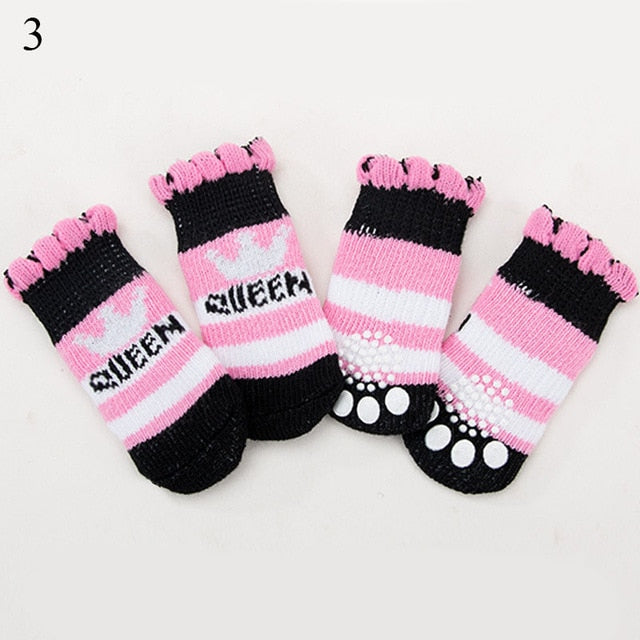 4pcs Winter Pet Dog Shoes Anti-Slip Knit Socks Small Dogs Cat Shoes Chihuahua Thick Warm Paw Protector Dog Socks Pet Products