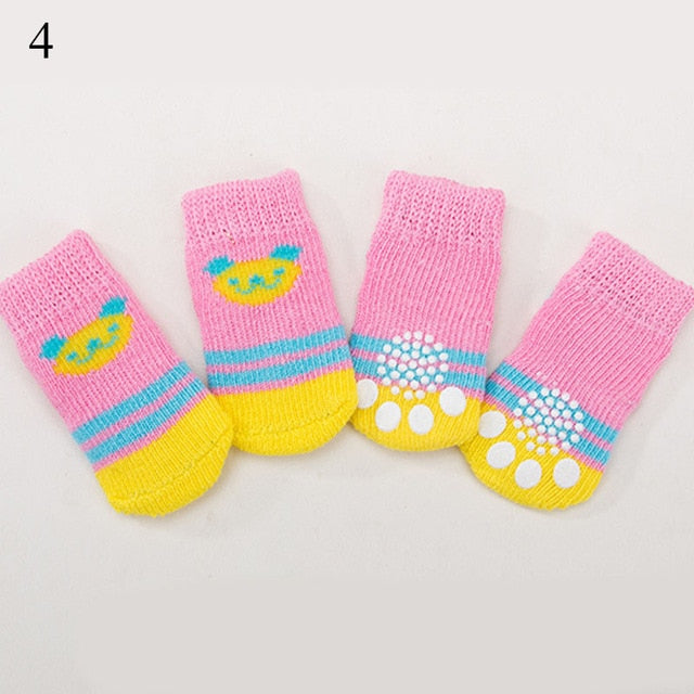 4pcs Winter Pet Dog Shoes Anti-Slip Knit Socks Small Dogs Cat Shoes Chihuahua Thick Warm Paw Protector Dog Socks Pet Products