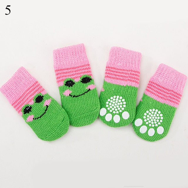 4pcs Winter Pet Dog Shoes Anti-Slip Knit Socks Small Dogs Cat Shoes Chihuahua Thick Warm Paw Protector Dog Socks Pet Products