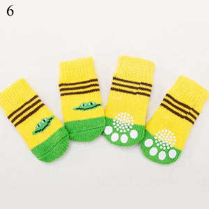 4pcs Winter Pet Dog Shoes Anti-Slip Knit Socks Small Dogs Cat Shoes Chihuahua Thick Warm Paw Protector Dog Socks Pet Products