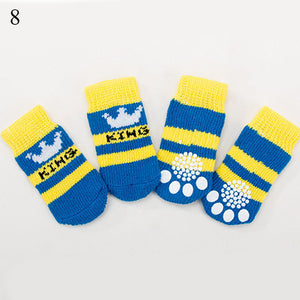 4pcs Winter Pet Dog Shoes Anti-Slip Knit Socks Small Dogs Cat Shoes Chihuahua Thick Warm Paw Protector Dog Socks Pet Products