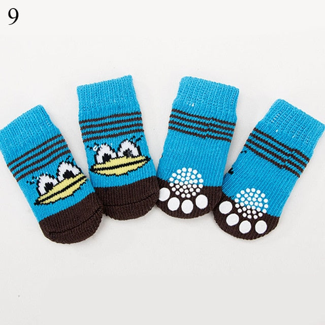 4pcs Winter Pet Dog Shoes Anti-Slip Knit Socks Small Dogs Cat Shoes Chihuahua Thick Warm Paw Protector Dog Socks Pet Products