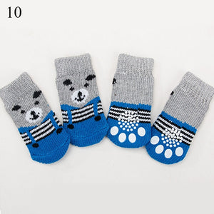 4pcs Winter Pet Dog Shoes Anti-Slip Knit Socks Small Dogs Cat Shoes Chihuahua Thick Warm Paw Protector Dog Socks Pet Products