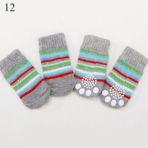 4pcs Winter Pet Dog Shoes Anti-Slip Knit Socks Small Dogs Cat Shoes Chihuahua Thick Warm Paw Protector Dog Socks Pet Products