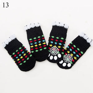 4pcs Winter Pet Dog Shoes Anti-Slip Knit Socks Small Dogs Cat Shoes Chihuahua Thick Warm Paw Protector Dog Socks Pet Products