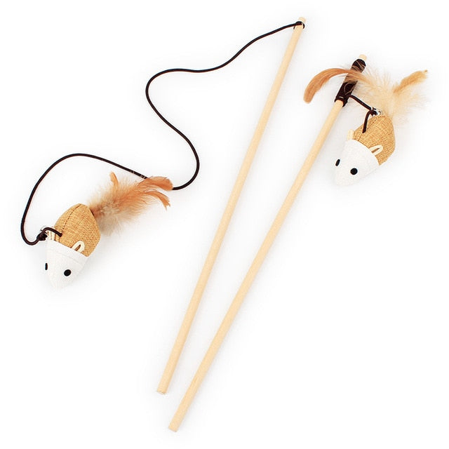 10 Style Cat Toys Plastic Kitten Interactive Stick Funny Cat Fishing Rod Game Wand Feather Stick Toy Pet Supplies Cat Accessory