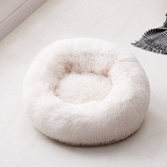 Round Dog Bed Washable long plush Dog Kennel Cat House Super Soft Cotton Mats Sofa for Dog Chihuahua Dog Basket Pet Bed  Cushion