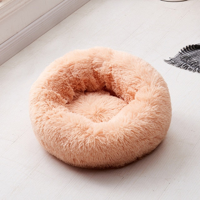 Round Dog Bed Washable long plush Dog Kennel Cat House Super Soft Cotton Mats Sofa for Dog Chihuahua Dog Basket Pet Bed  Cushion