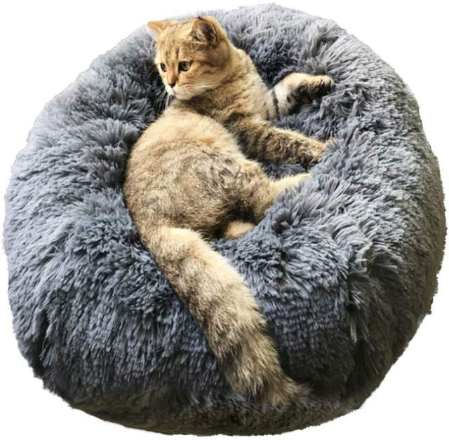 Round Dog Bed Washable long plush Dog Kennel Cat House Super Soft Cotton Mats Sofa for Dog Chihuahua Dog Basket Pet Bed  Cushion