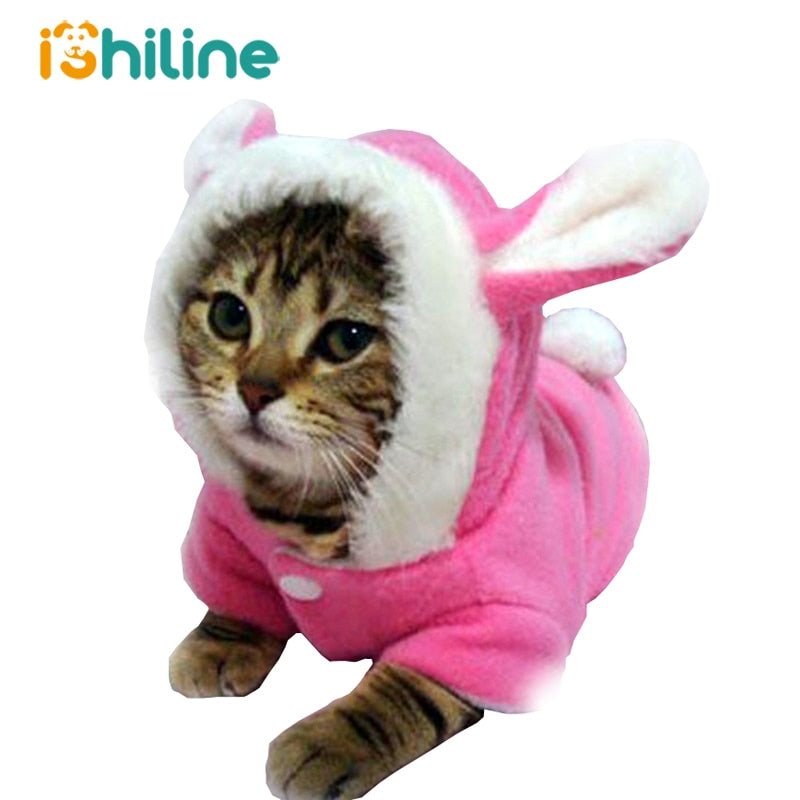 Pet Cat Clothes Mascots Costume Clothes For Pet Hoodies  Rabbit Cat Clothing Puppy Fleece Warm Pet Cat Jacket Outfit Dog Coat