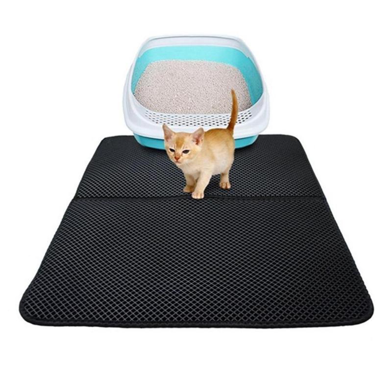 Folding Double Side Waterproof Cat Mat Kitten Litter Pad Trash Trapper Mats Non Slip EVA Protect Floor Feeding Mats Beds