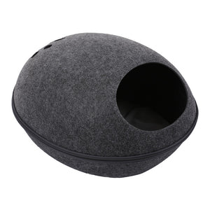 Detachable Natural felt Cat Bed Breathable Cat Pet Cave Dark Gray Cat Bed House With Cushion for Pets Cats Pet Accessories