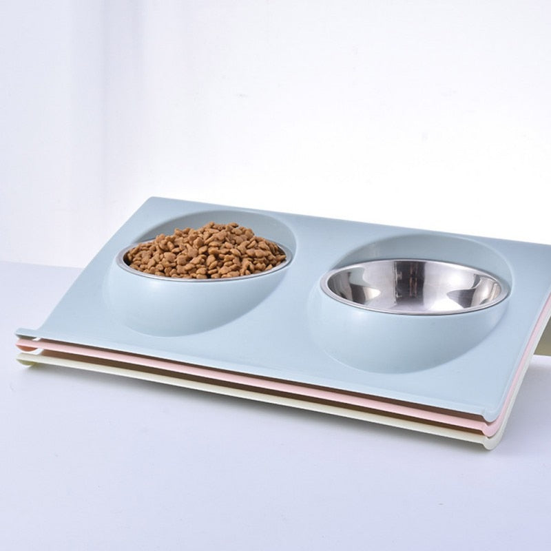 Dog Anti-slip Simple Double Feeding Bowl For Dogs And Cats Easy To Clean Pet Feeder Supplies