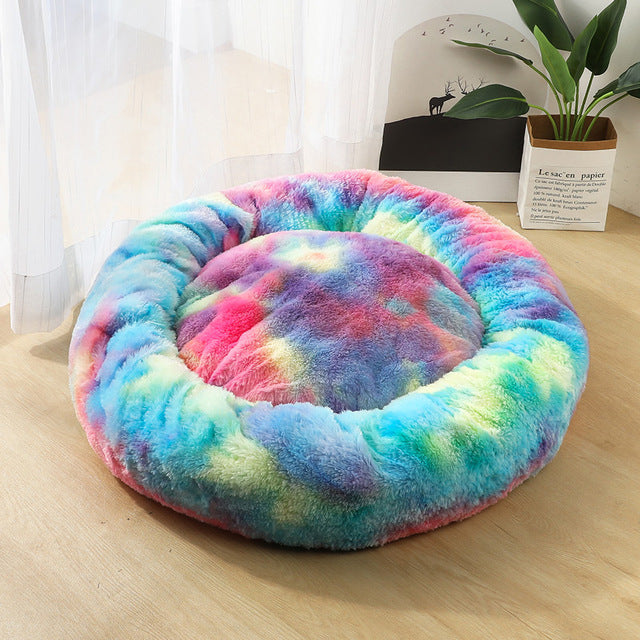 Pet Soft Plush Round Bed Warm Pet Cat Bed Mat for Cats or Small Dogs Washable Sofa Cat Bed Pet Product