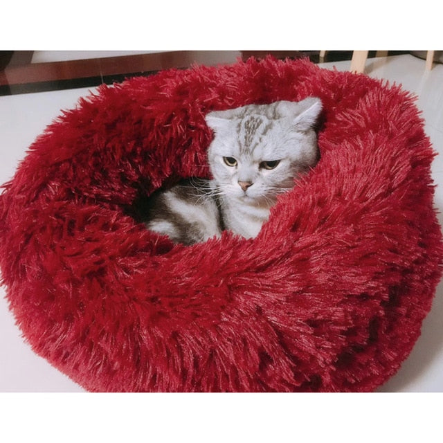 Pet Soft Plush Round Bed Warm Pet Cat Bed Mat for Cats or Small Dogs Washable Sofa Cat Bed Pet Product