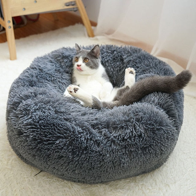 Pet Soft Plush Round Bed Warm Pet Cat Bed Mat for Cats or Small Dogs Washable Sofa Cat Bed Pet Product