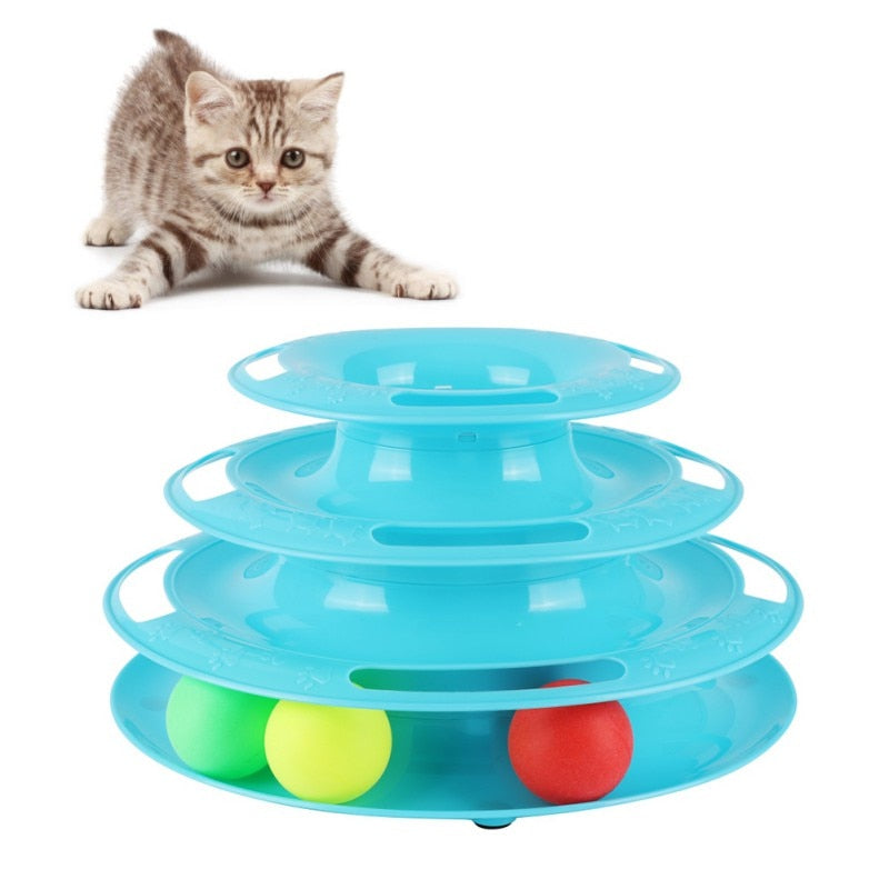 Funny Cat Pet Toy Cat Toys Intelligence Triple Play Disc Cat Toy Balls Cat Crazy Ball Disk Interactive Toy for IQ Traning