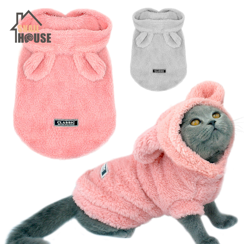 Snailhouse Pink Plush Warm Cat Clothes Winter Pet Puppy Kitten Coat Jacket For Sphynx Dogs Cats Chihuahua Plush Clothing Costume