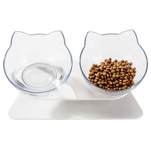 Cat Double Food Bowls with Stand Pet Feeding Bowls Eco-friendly Dog Food Water Feeder YU-Home