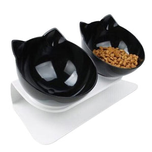 Cat Double Food Bowls with Stand Pet Feeding Bowls Eco-friendly Dog Food Water Feeder YU-Home