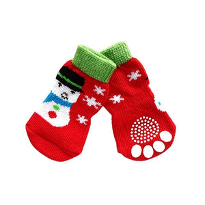 Dog Christmas Socks Small Pet Dog Doggy Shoes Lovely Soft Warm Knitted Socks Clothes Apparels For Dogs Cats Christmas 4pcs