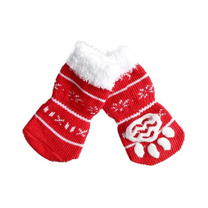 Dog Christmas Socks Small Pet Dog Doggy Shoes Lovely Soft Warm Knitted Socks Clothes Apparels For Dogs Cats Christmas 4pcs