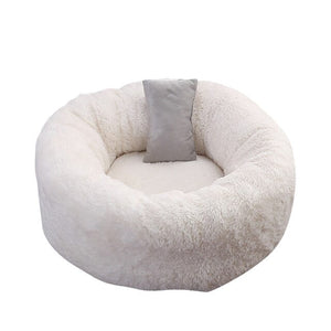 Pet Cat Bed Dog Mat Round Winter Warm Cat House Nests Soft Long Plush Cats Mats Pads Pet Dog Kennel Bed With Pillow For Cats