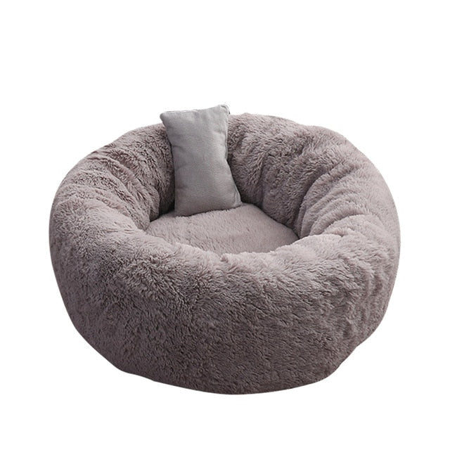 Pet Cat Bed Dog Mat Round Winter Warm Cat House Nests Soft Long Plush Cats Mats Pads Pet Dog Kennel Bed With Pillow For Cats