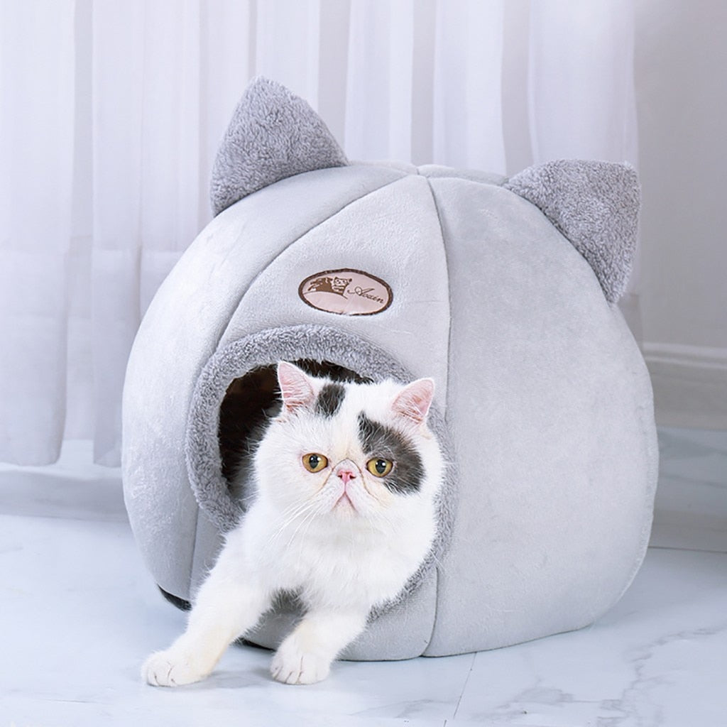 Cute Pet Dog Cat Tent House Kennel Winter Warm Nest Soft Foldable Sleeping Mat Pad Cotton Small Dog Cat Bed Puppy House Hot*30