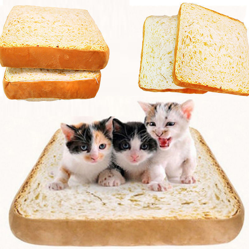 Creative Toast Bread Cat Pillow Dog Pet Cushion Supplies Bed Mat Soft Cushion Plush Seat Cushion 40x40cm