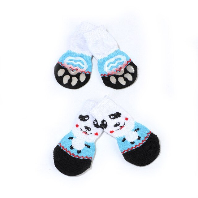 4Pcs/Pair Winter Dog Shoes Anti-Slip Knit Socks Small Dogs  Cat Shoes Chihuahua Thick Warm Paw Protector Dog Socks Accessories