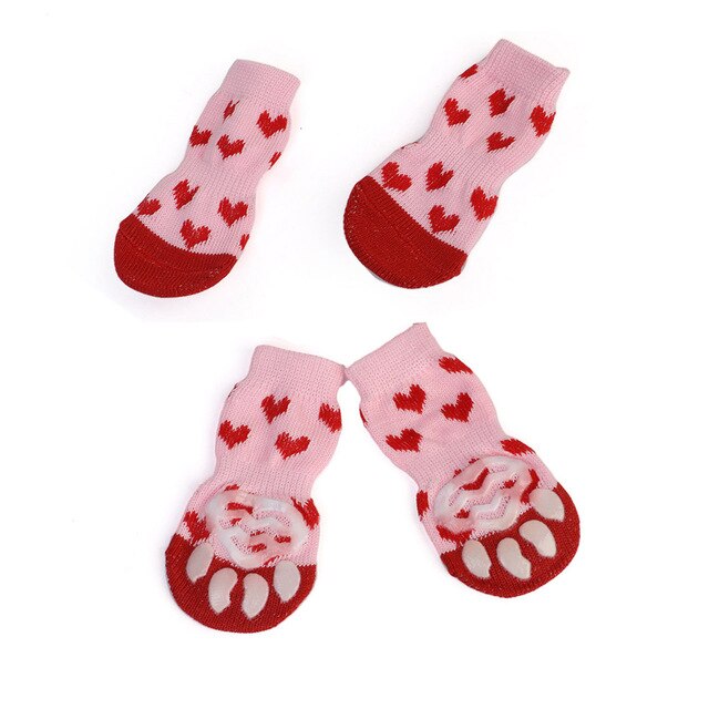 4Pcs/Pair Winter Dog Shoes Anti-Slip Knit Socks Small Dogs  Cat Shoes Chihuahua Thick Warm Paw Protector Dog Socks Accessories