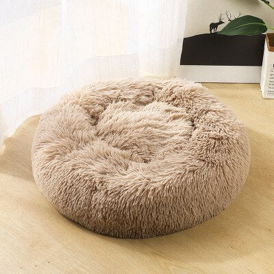 Round Plush Cat Bed House Round Pet Dog Bed For Small Dogs Cats Soft Long Plush Cat Bed Nest Winter Warm Sleeping Bed Puppy Mat