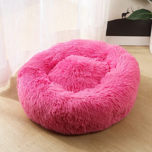 Round Plush Cat Bed House Round Pet Dog Bed For Small Dogs Cats Soft Long Plush Cat Bed Nest Winter Warm Sleeping Bed Puppy Mat