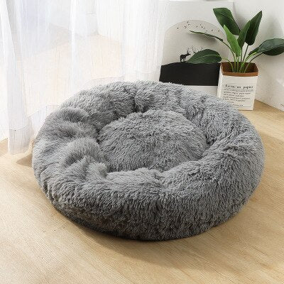 Round Plush Cat Bed House Round Pet Dog Bed For Small Dogs Cats Soft Long Plush Cat Bed Nest Winter Warm Sleeping Bed Puppy Mat