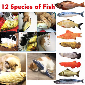 12 Style 3D Artificial Cat Catnip Toys Fish Plush Dog Pillow Pet Cat Dog Chew Scratch Pillow Toys Sleeping Cushion 1pc