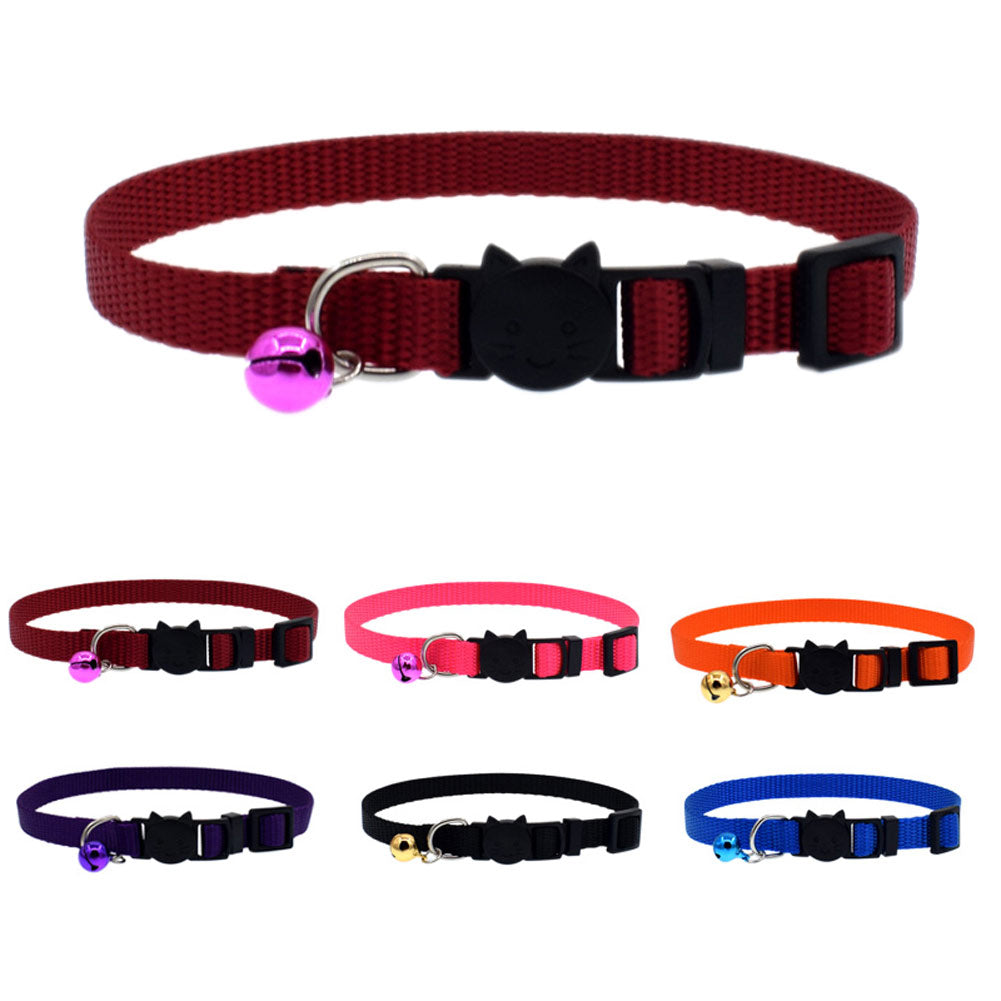 Newly Cat Collar With Bell Safety Buckle Kitten Small Dogs Cats Adjustable Nylon Collars Pet Supplies