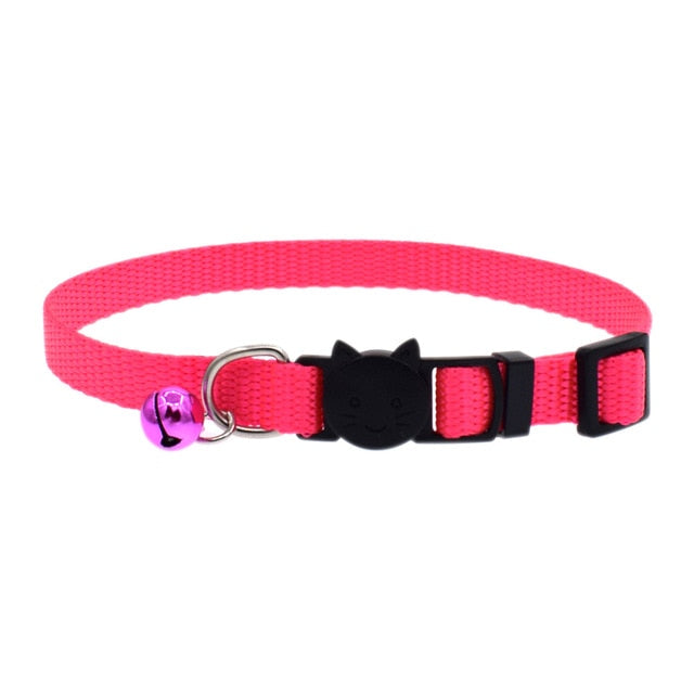 Newly Cat Collar With Bell Safety Buckle Kitten Small Dogs Cats Adjustable Nylon Collars Pet Supplies